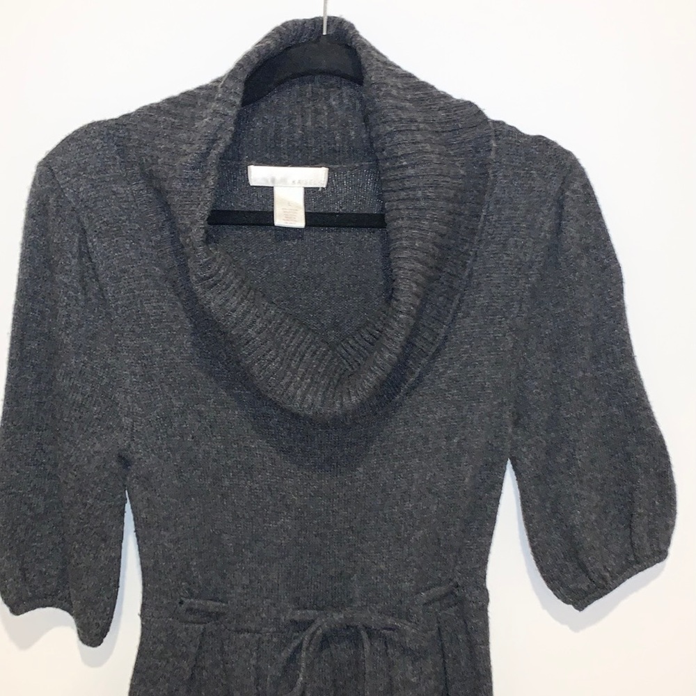 Kaisely Gray Wool Cowl Neck Sweater Dress - Picture 3 of 12